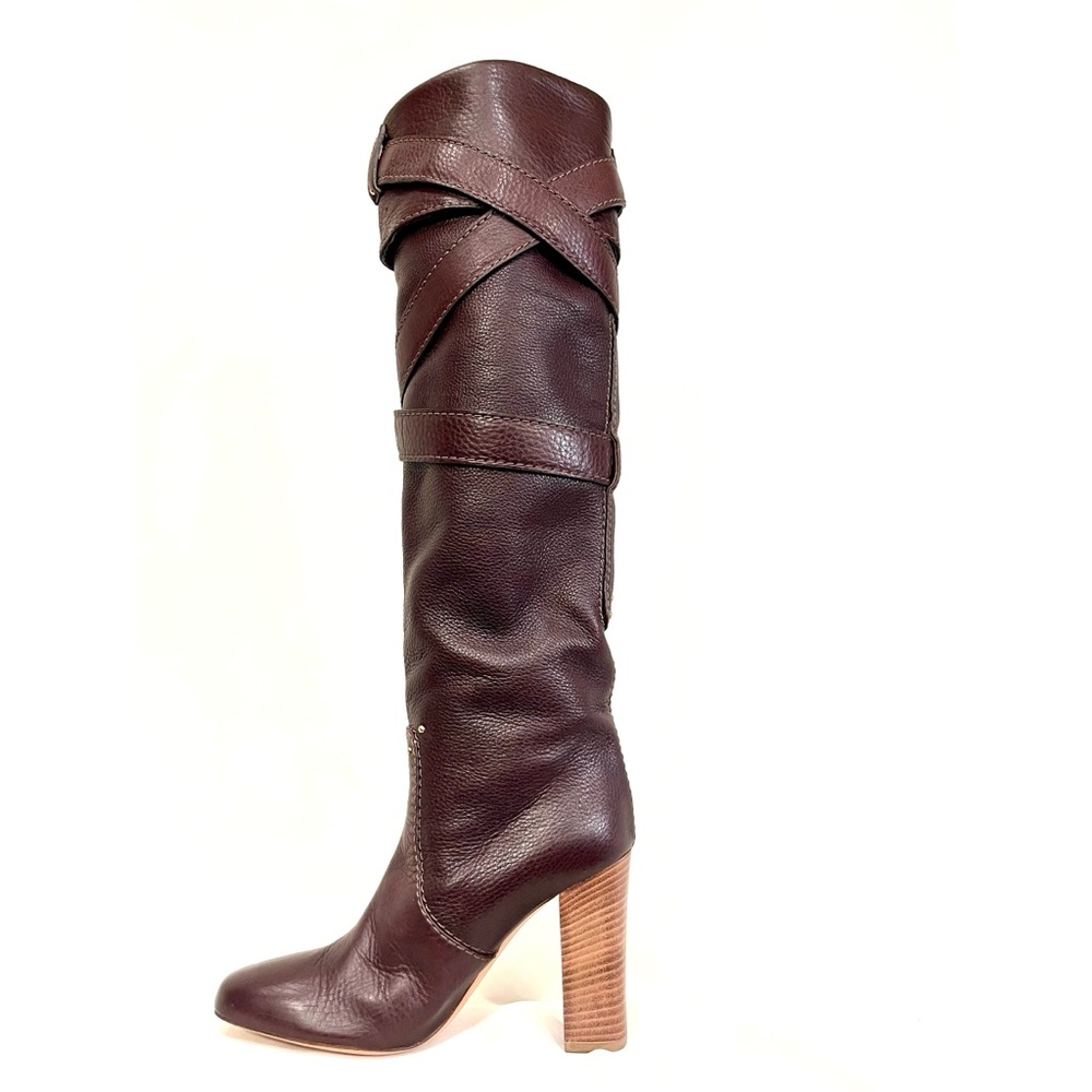 Chloé Wrap-Strap Leather Knee Boots — 38.5 — Rare Archival Style - Picture 3 of 7